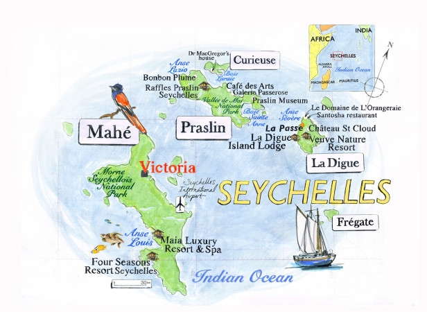 Seychelles Map / Conde Nast Traveller Magazine