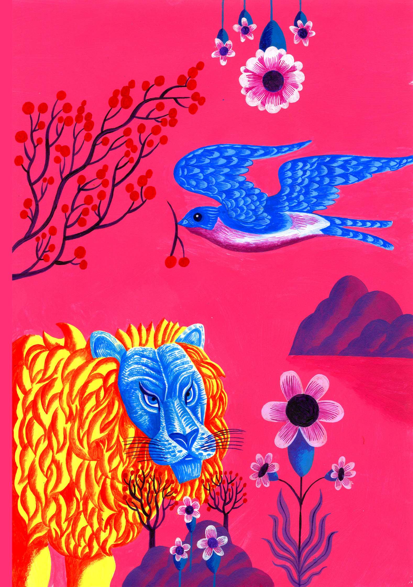 Lion and Bluebird