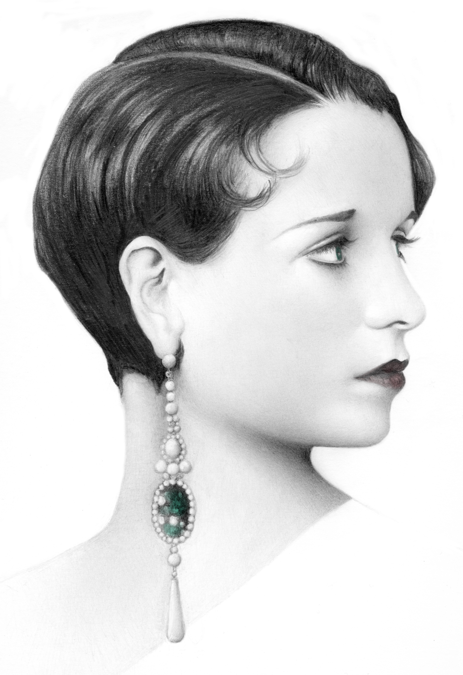 Lady's Profile With Large Earring