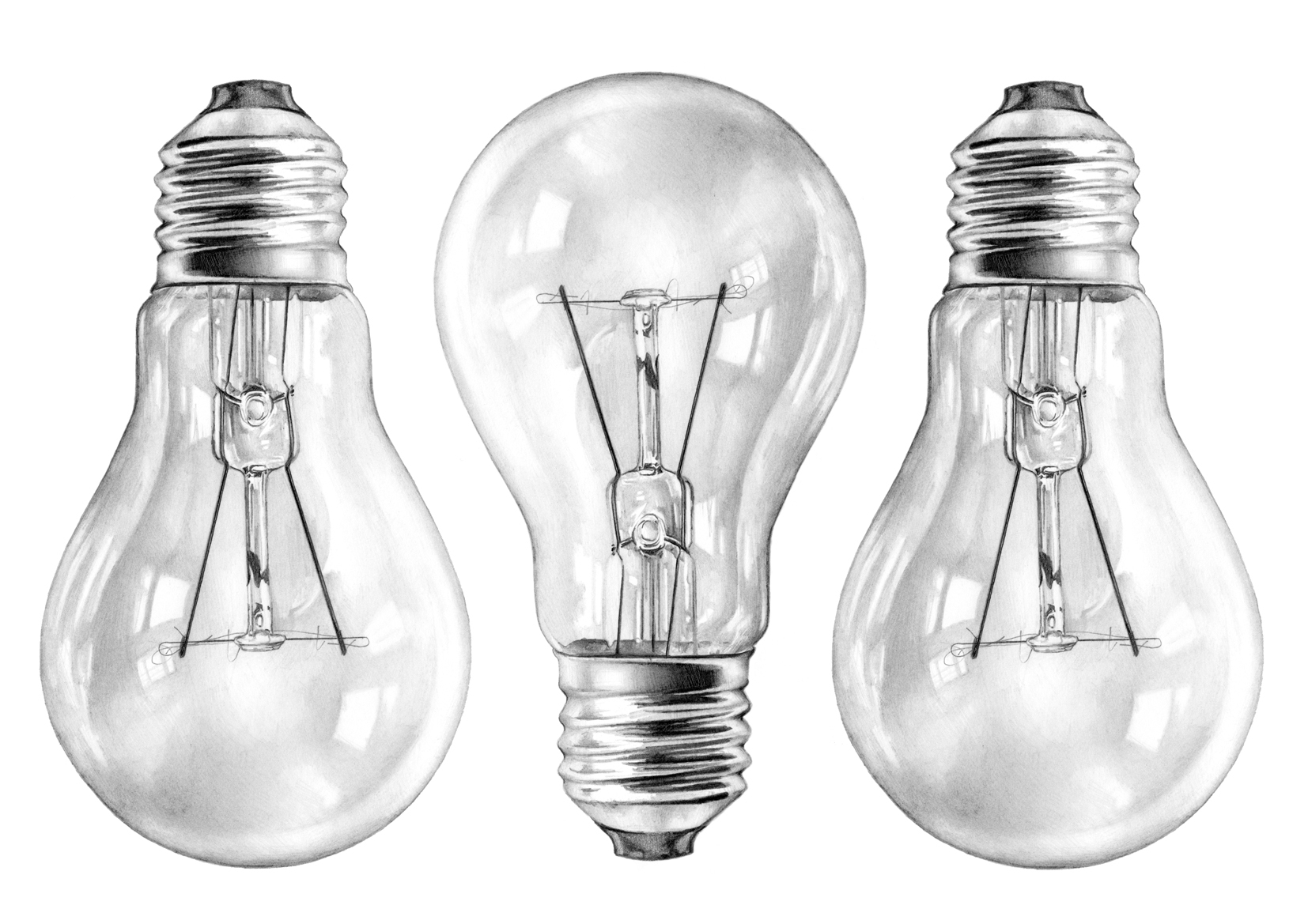 Three Glass Lightbulbs