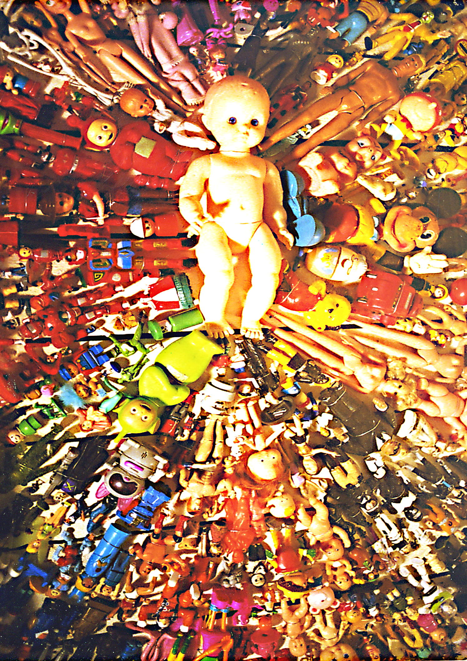Plastic Toys Dolls Assemblage Art 3D