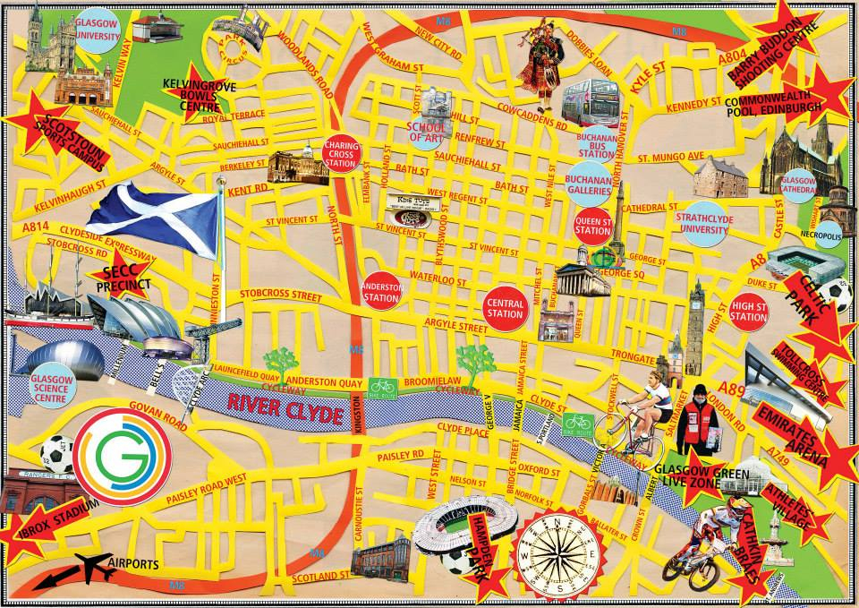 Glasgow Games Map Commonwealth Games Collage