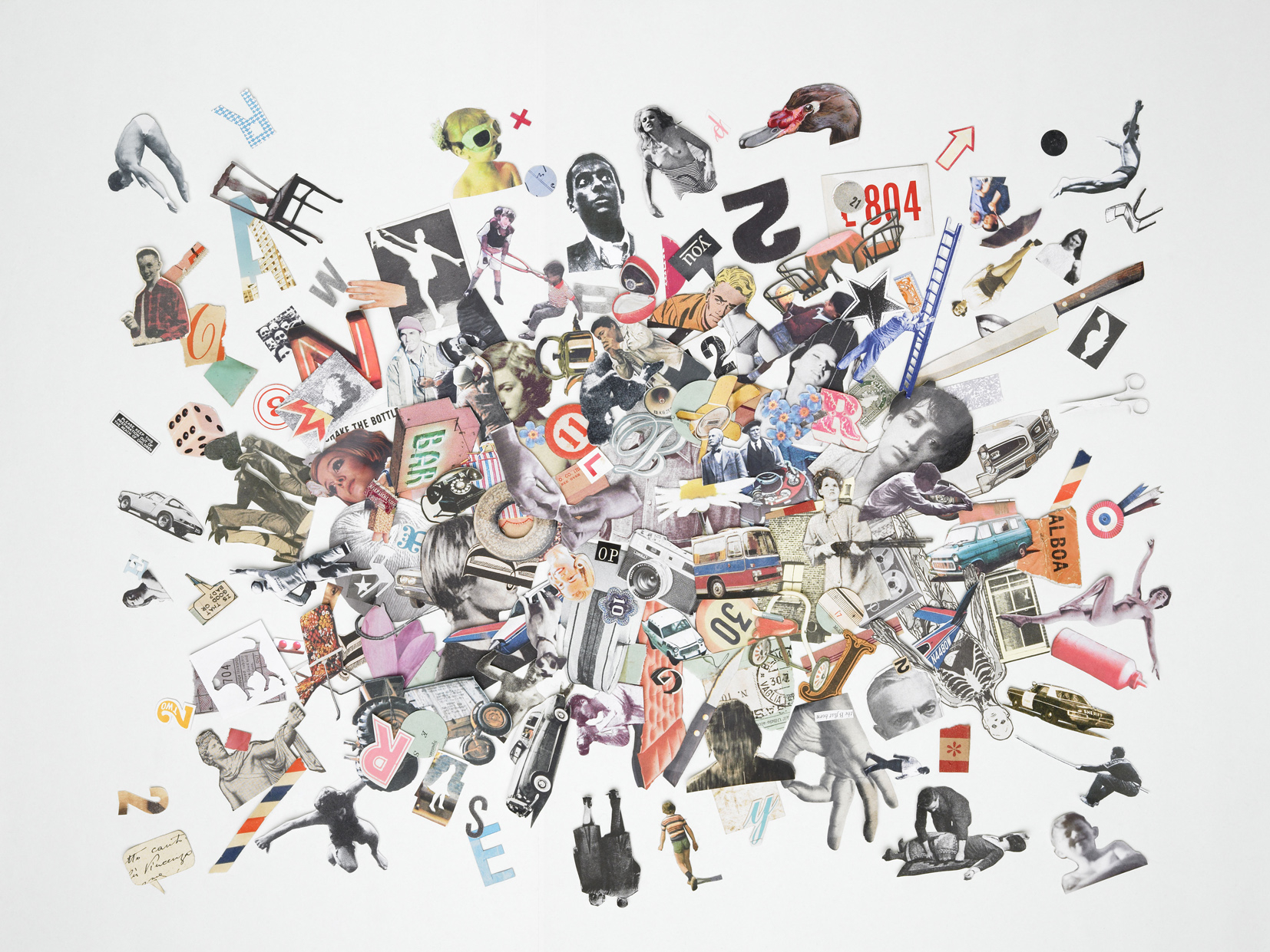 Collage Explosion Dogs and Dice Poster
