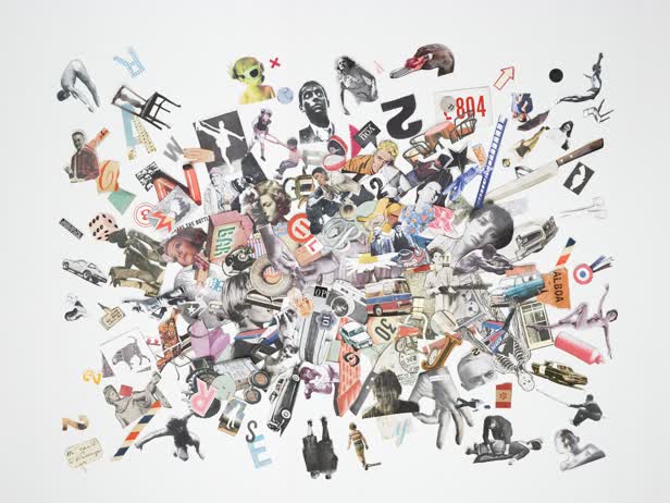 Collage Explosion Dogs and Dice Poster