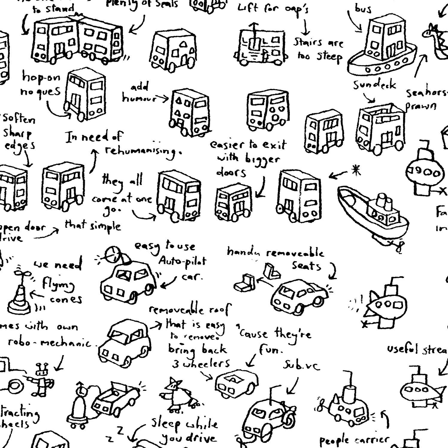 Brainstorm Hand Drawn London Buses