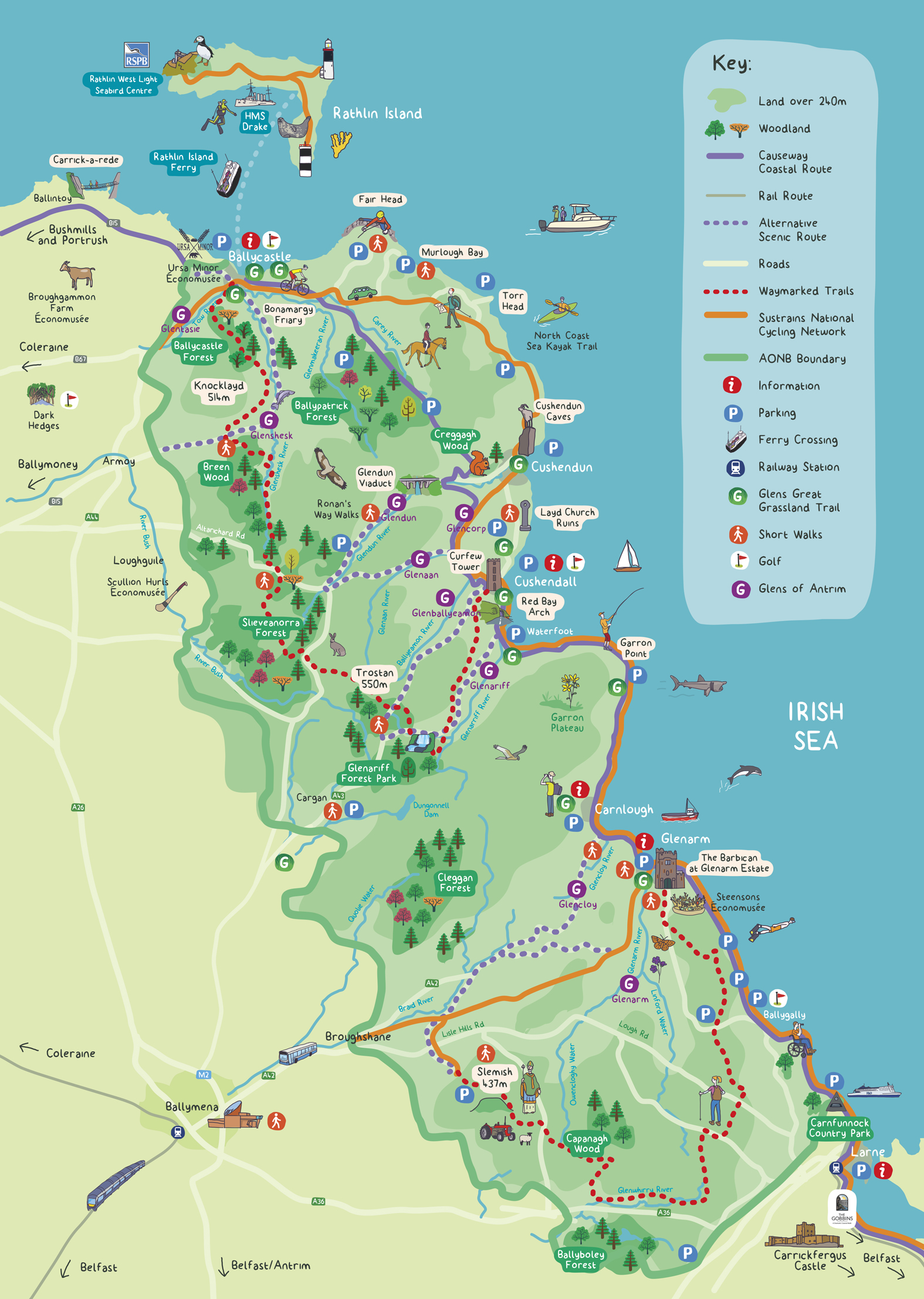 Antrim Coast Map / Causeway Heritage Trust. / Gary Bates - Projects ...