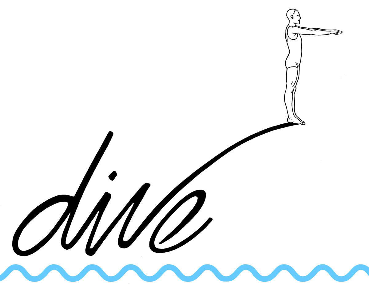 Dive Figure And Hand Lettering