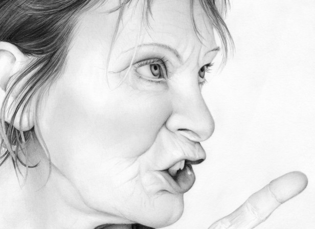 Woman's Face With Pointing Finger