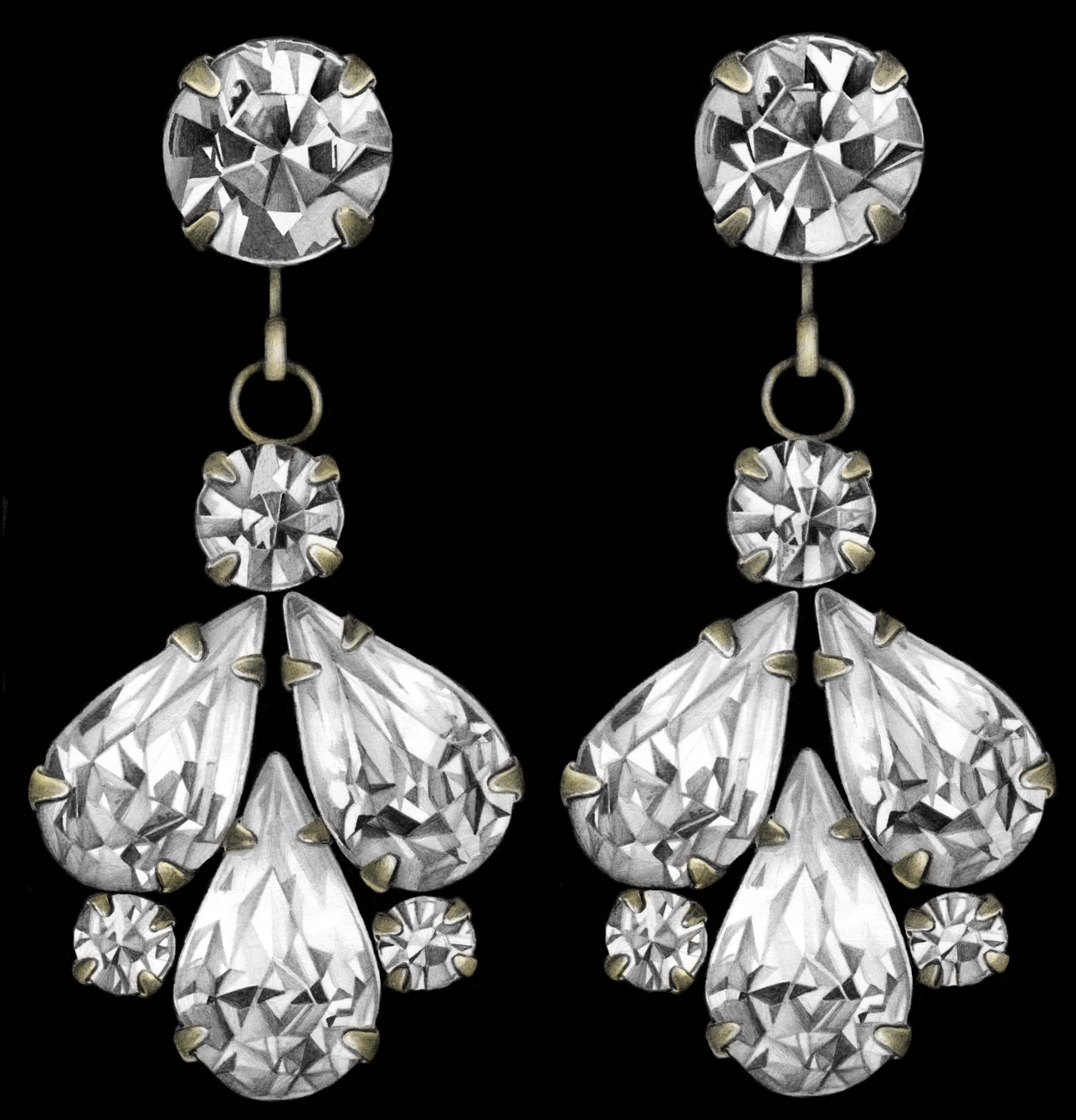 Diamond And Gold Earrings