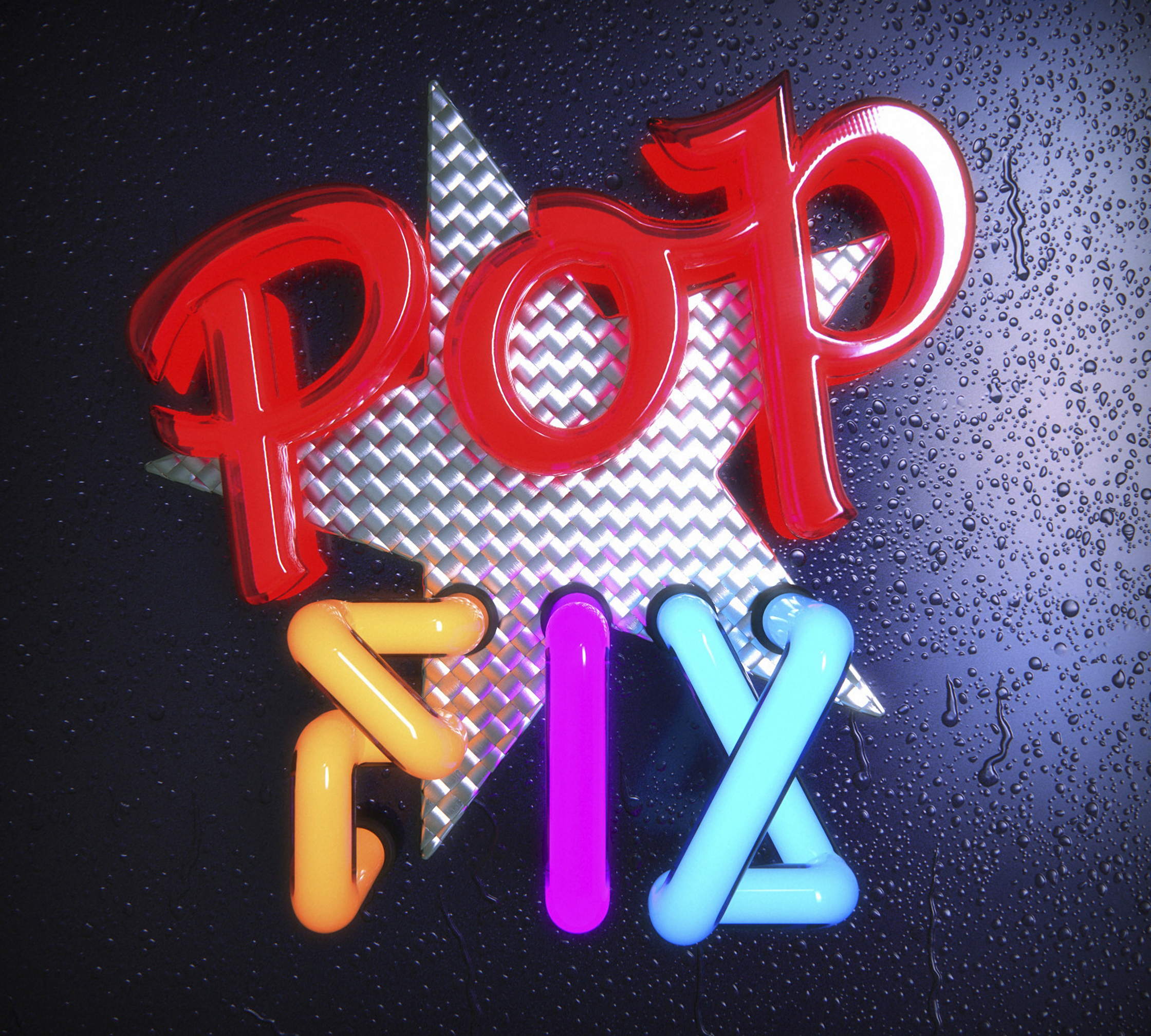 POP Fix CD Cover Neon 3D Typography EMI
